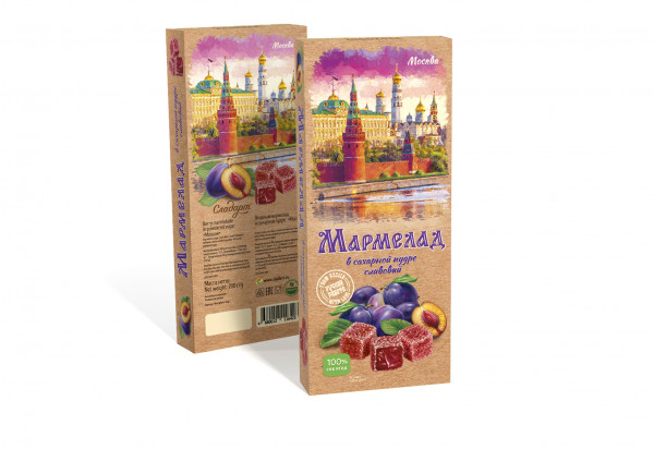 №2 Сладарт Мармелад Сливовый МОСКВА в сахарной пудре (642), 200г   в Моршанске