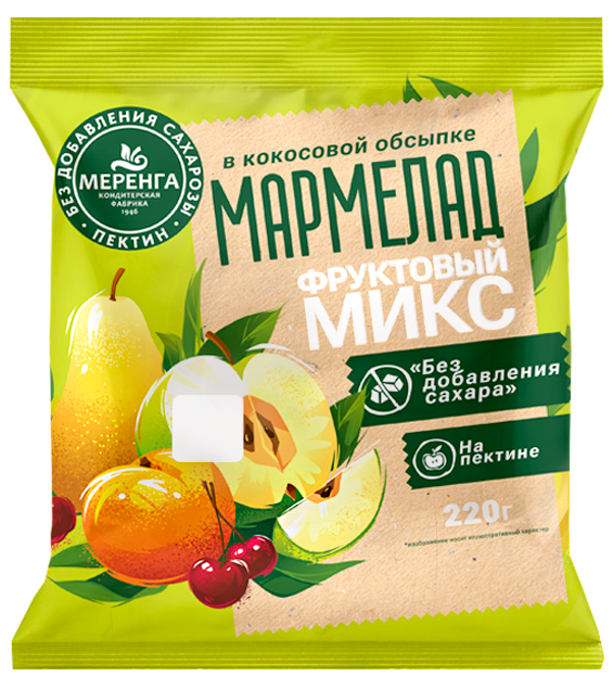  Меренга Мармелад без сахара в кокосовой обсыпке Фруктовый микс, 220г   в Моршанске
