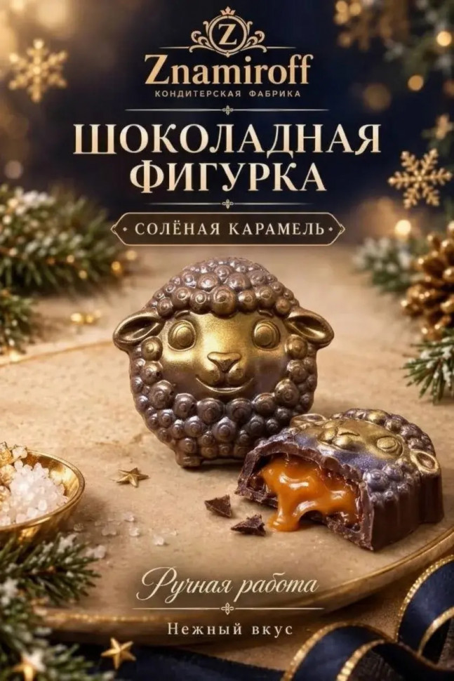  Шоколад фигурный "Овечка-мордашка" молочный шоколад с начинкой солёная карамель(блок 5шт по 70г) в Моршанске